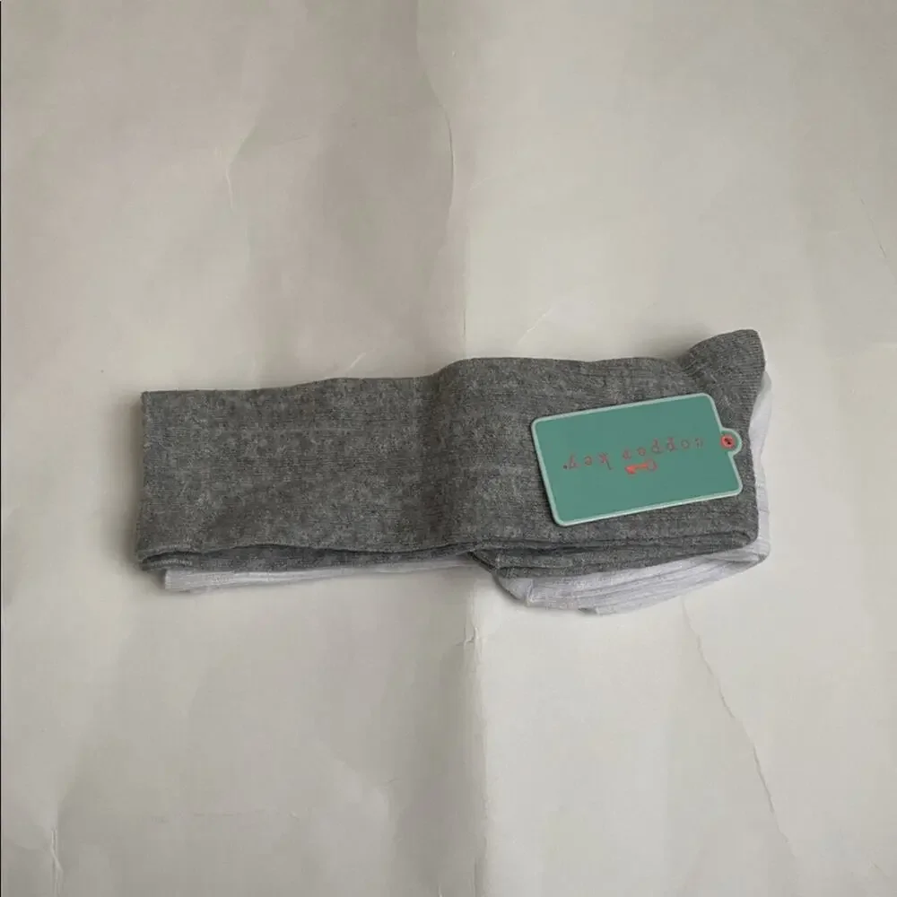 Copper Key Girls 2 Pack Cable Knit Knee High Socks Size 7 (Grey/White)
